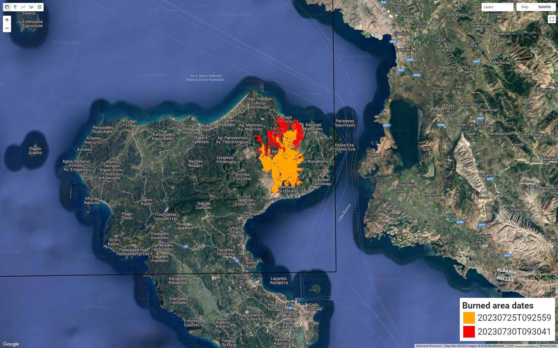 Tracing burned areas in time: Palermo, Corfu and Rhodes fires | RSLab